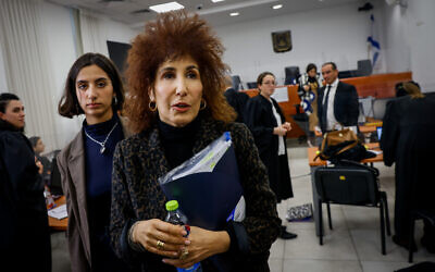 Yifat Ben-Hai Segev, former head of the Cable and Satellite Broadcasting Council, seen after a court hearing in the trial against former Israeli prime minister Benjamin Netanyahu, at the District Court in Jerusalem on December 13, 2022. (Olivier Fitoussi/Flash90)