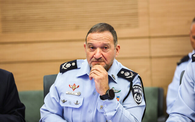 Police chief Kobi Shabtai attends an Arrangements Committee meeting at the Knesset in Jerusalem on December 14, 2022. (Yonatan Sindel/Flash90)