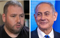 Left: NSO Group CEO Shalev Hulio January 2022. (Screenshot/Channel 12; used in accordance with Clause 27a of the Copyright Law); right: Likud party leader Benjamin Netanyahu, November 2, 2022 (Olivier Fitoussi/Flash90)