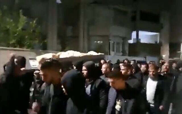 The funeral of alleged terrorist Naim Badir in Kafr Qasim on December 25, 2022. (Screenshot: Twitter; used in accordance with Clause 27a of the Copyright Law)