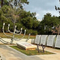 The vandalized Holocaust memorial at Aristotle University in Thessaloniki, Greece, December 27, 2022. (Central Board of Jewish Communities in Greece via JTA)