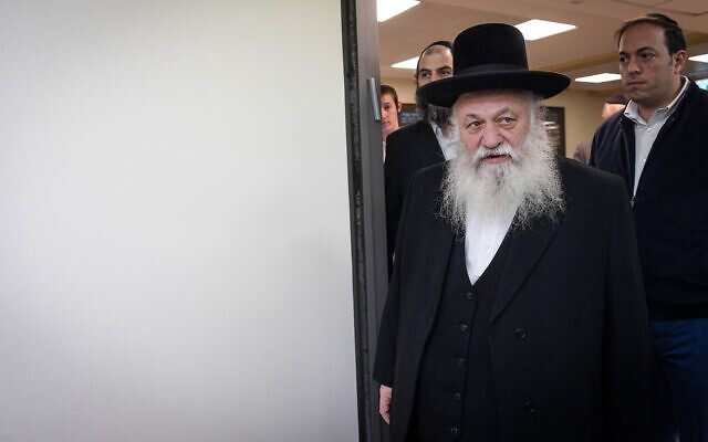 United Torah Judaism party chief MK Yitzchak Goldknopf at a faction meeting at the Knesset in Jerusalem, on December 5, 2022. (Olivier Fitoussi/Flash90)