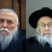 Rabbi Chaim Druckman (L) and Rabbi Zvi Tau (Oliver Fittousi/Flash90)