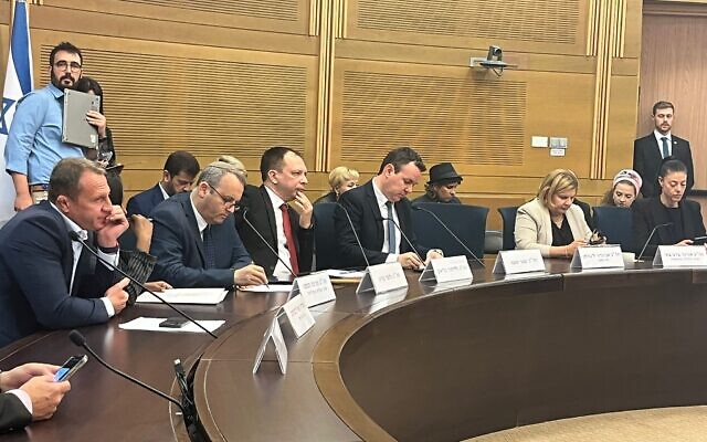 Knesset members hold a session on immigration and Israel's relationship with the Diaspora on December 13, 2022. (Courtesy)