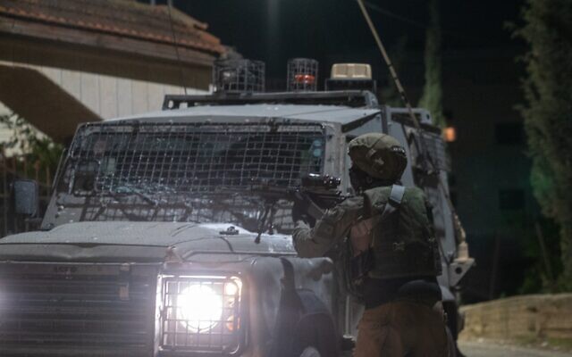Israeli troops operate in the West Bank, in the early morning of December 11, 2022. (Israel Defense Forces)