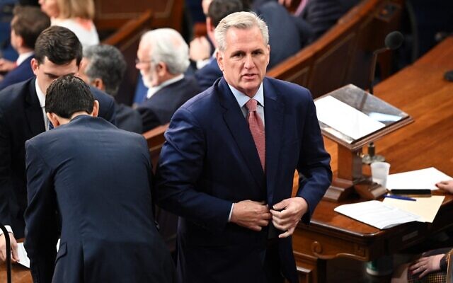 US Republican Representative Kevin McCarthy stands in the US House of Representatives at the US Capitol in Washington, DC, January 3, 2023. (Mandel NGAN / AFP)