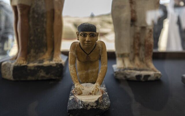 Artifacts are displayed at the Saqqara archaeological site, south of Cairo on January 26, 2023. (Khaled DESOUKI / AFP)