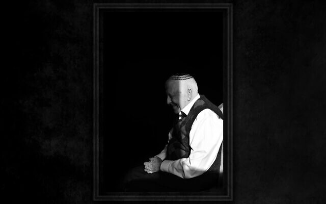 Holocaust survivor and educator René Slotkin poses for 'Invited to Life.' (Courtesy of B.A. Van Sise / Design by Grace Yagel via JTA)