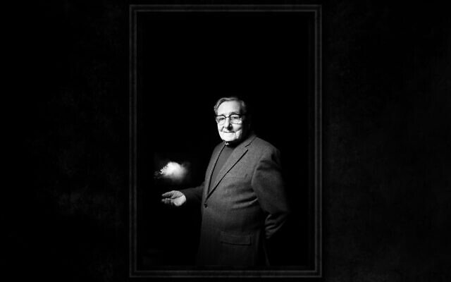 Holocaust survivor and magician Werner Reich poses for 'Invited to Life.' (Courtesy of B.A. Van Sise / Design by Grace Yagel via JTA)