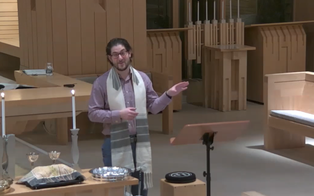 Rabbi Joshua Franklin of the Jewish Center of the Hamptons, in New York, giving a sermon on the role of artificial intelligence in a video uploaded on January 1, 2023. (Vimeo screenshot: used in accordance with Clause 27a of the Copyright Law)