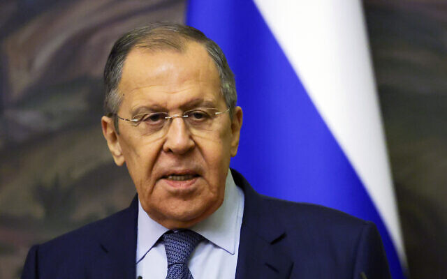 Russia's Foreign Minister Sergei Lavrov attends a joint news conference in Moscow, Russia, December 23, 2022. (Evgenia Novozhenina/ Pool Photo via AP)