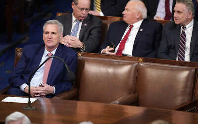 Rep. Kevin McCarthy, R-Calif., listens to the third round of votes for House Speaker on the opening day of the 118th Congress at the U.S. Capitol, Tuesday, Jan. 3, 2023, in Washington.(AP/Alex Brandon)