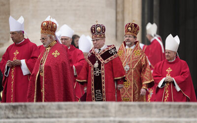 Cardinals arrive in procession ahead of the funeral mass for late Pope Emeritus Benedict XVI in St. Peter's Square at the Vatican, January 5, 2023. (Andrew Medichini/AP)