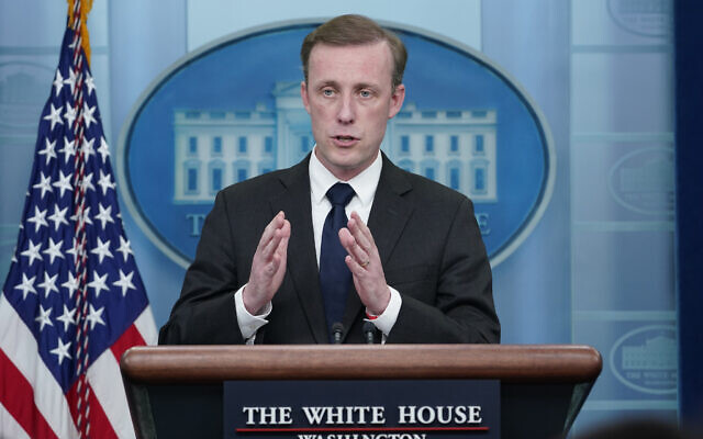 White House national security adviser Jake Sullivan speaks during the daily briefing at the White House in Washington, December 12, 2022. (Susan Walsh/AP)