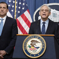 Attorney General Merrick Garland speaks during a news conference at the Department of Justice, January 12, 2023, in Washington, as John Lausch, the US Attorney in Chicago, looks on. (AP Photo/Manuel Balce Ceneta)