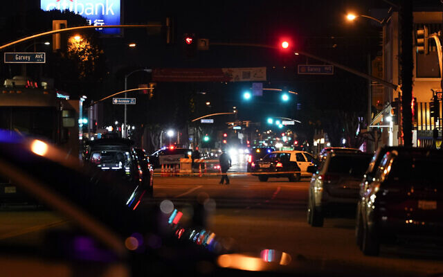 Police investigate a scene where a shooting took place in Monterey Park, Calif., January 22, 2023. (AP Photo/Jae C. Hong)
