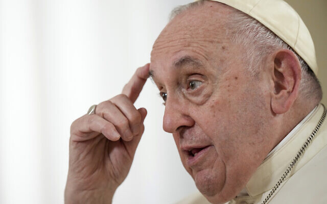 Pope Francis speaks during an interview with The Associated Press at the Vatican, January 24, 2023. (AP/Andrew Medichini)