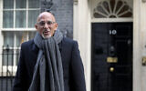 Nadhim Zahawi, Britain's Minister without Portfolio leaves after attending a cabinet meeting in Downing Street in London, January 17, 2023. (Kirsty Wigglesworth/AP)