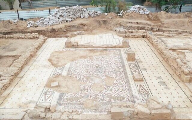 A mosaic floor uncovered in a Byzantine era church found near Jericho. (Civil Administration)