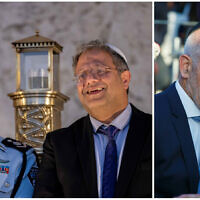 (From L-R) Police commissioner Kobi Shabtai, National Security Minister Itamar Ben Gvir and Shin Bet chief Ronen Bar. (Collage/Flash90)