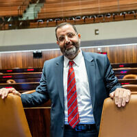 Shas MK Avraham Bezalel at the Knesset plenum in Jerusalem ahead of the opening session of the 25th Knesset, November 14, 2022. (Yonatan Sindel/Flash90)