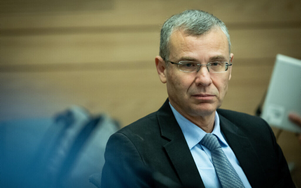 Justice Minister Yariv Levin in attendance at a hearing of the Knesset Constitution, Law and Justice Committee, January 11, 2023
