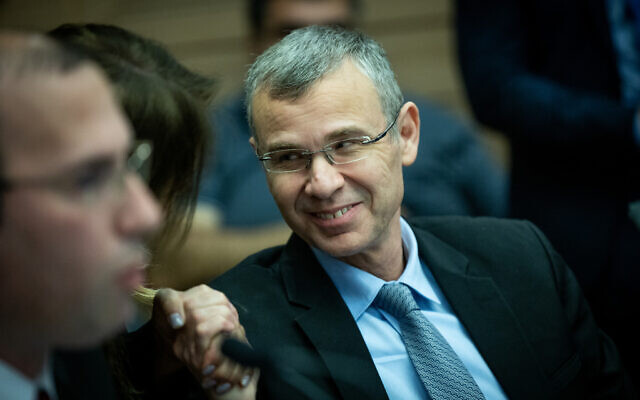 Justice Minister Yariv Levin attends a hearing of the Knesset Constitution, Law and Justice committee, January 11, 2023. (Yonatan Sindel/Flash90)