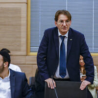 Likud MK Boaz Bismuth speaks during a Knesset committee meeting in Jerusalem, January 17, 2023. (Olivier Fitoussi/Flash90)
