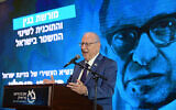 Former Israeli President Reuven Rivlin speaks at a conference at Bar-Ilan University in Ramat Gan, January 17, 2023. (Tomer Neuberg/Flash90)
