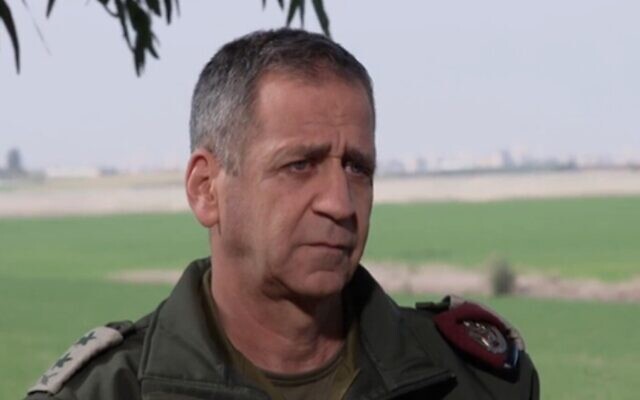 Outoging IDF Chief of Staff Aviv Kohavi speaks to Channel 12, in one of a series of farewell interviews, on January 13, 2022. (Channel 12 screenshot: used in accordance with Clause 27a of the Copyright Law)