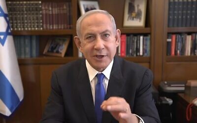 Prime Minister Benjamin Netanyahu defends his government's planned judicial reform, January 13, 2023. (Video screenshot)