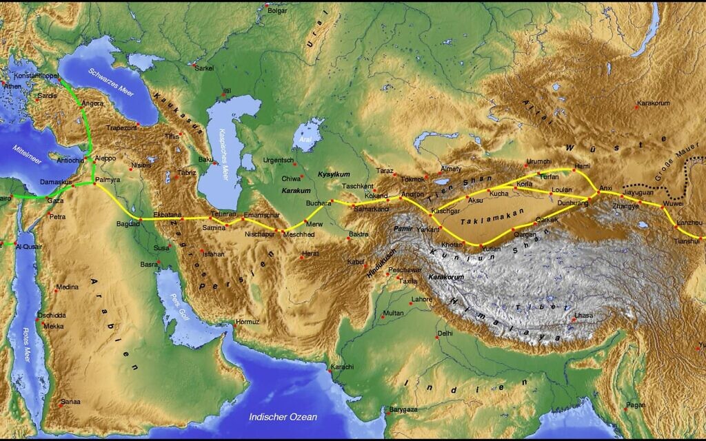 A map showing the traditional routes of the Silk Road. (Wikimedia Commons; CC BY-SA 3.0)
