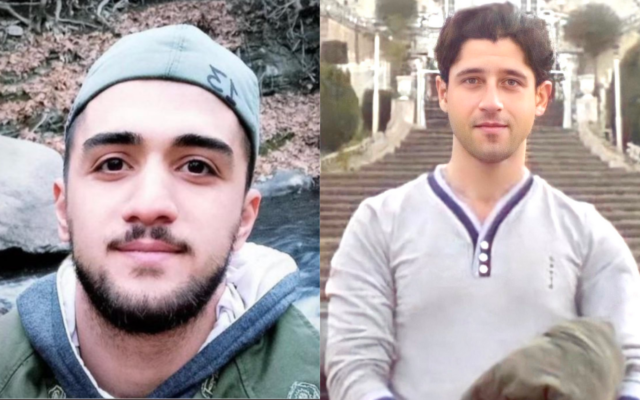 Composite image showing Mohammad Karami (right) and Mohammad Hosseini, executed in Iran for allegedly killing a Basij paramilitary member during a demonstration in the city of Karaj in November 2022. (Twitter photo screenshot; used in accordance with Clause 27a of the Copyright Law)