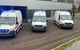 Three armored ambulances that have been delivered to Ukraine, January 30, 2023. (Defense Ministry)