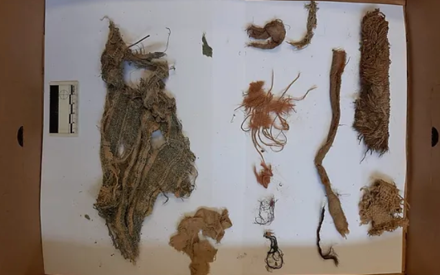 Textile finds from the Nahal Omer site in the Arava region in southern Israel, prepared for analysis in the laboratory (Israel Silk Road Project/Nofar Shamir)