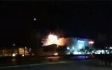 Screen grab from an unverified video circulating on social media said to show explosion at a defense facility in Iran's Isfahan after an alleged drone strike, January 28, 2023. {Used in accordance with Clause 27a of the Copyright Law)