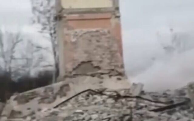 Screen grab of video apparently showing aftermath of Ukrainian strike on Russian military target in the occupied city of Makiivka in eastern Ukraine on December 31, 2022 (Screen grab used in accordance with Clause 27a of the Copyright Law)