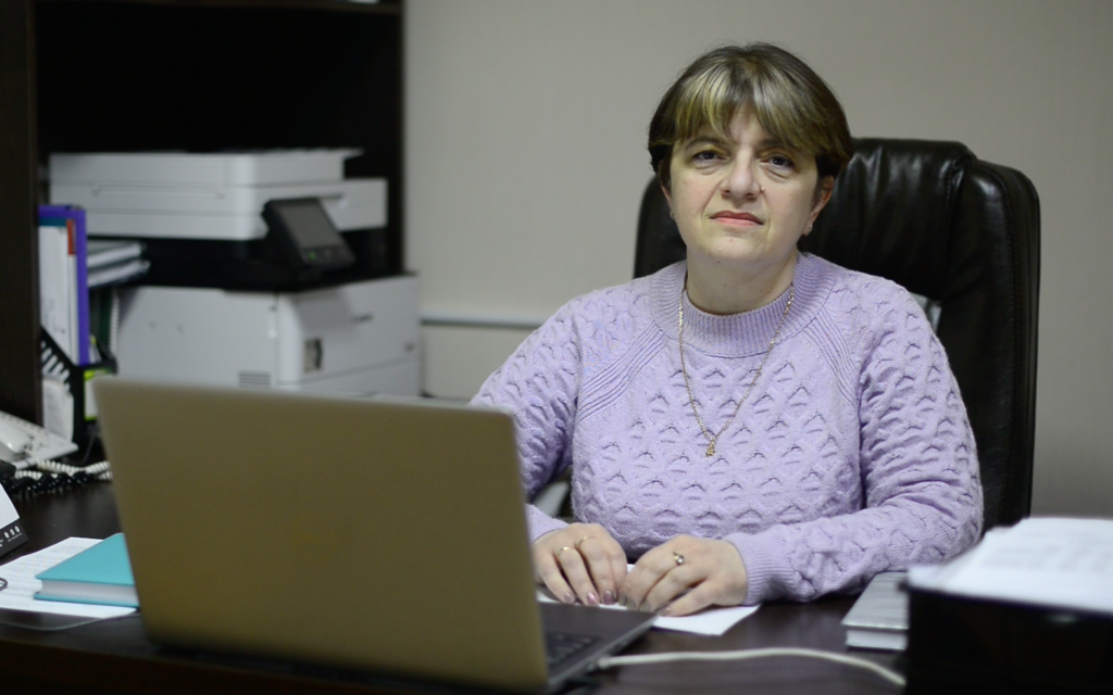 Elizaveta Sherstuk runs a branch of Hesed, a network of welfare centers, in Sumy, Ukraine. (Courtesy of Sherstuk via JTA)
