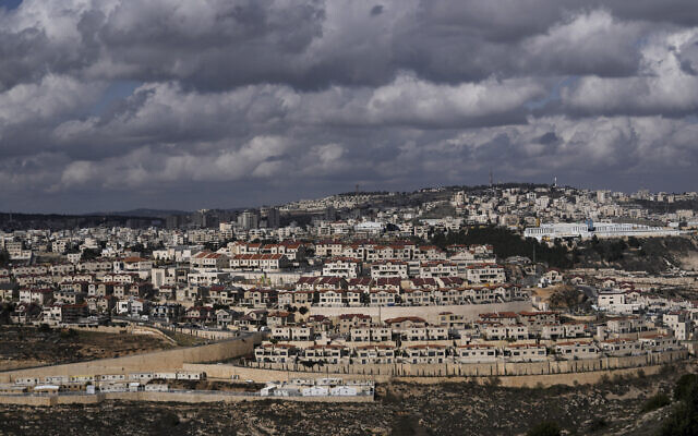 A general view of the West Bank Jewish settlement of Efrat, January 30, 2023.  (AP Photo/Mahmoud Illean)