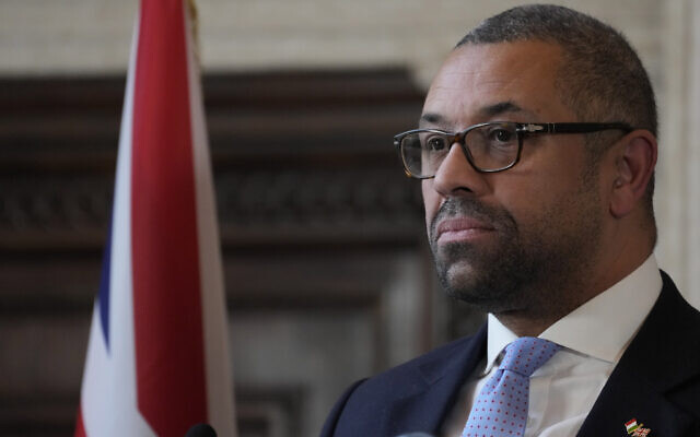 Britain's Foreign Secretary James Cleverly, arrives for a press conference following a meeting with Britain's Defence Secretary Ben Wallace, Italy's Defense Minister Guido Crosetto, Italy's Foreign Minister Antonio Tajani at Villa Madama in Rome, Thursday, February 9, 2023. (AP Photo/Andrew Medichini)