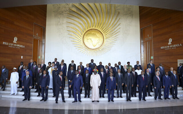 Leaders gather for a group photo at the African Union Summit in Addis Ababa, Ethiopia, February 18, 2023. (AP Photo)