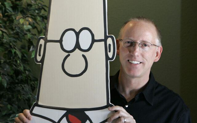 Scott Adams, creator of the comic strip Dilbert, poses for a portrait with the Dilbert character in his studio in Dublin, California, October 26, 2006. (AP/Marcio Jose Sanchez)