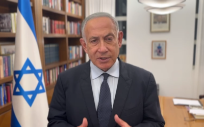 Prime Minister Benjamin Netanyahu discusses the Hawara terror attack, February 26, 2023 (screenshot/PMO)