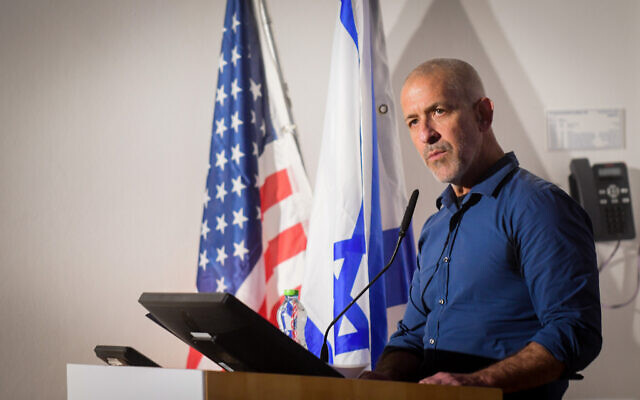 Ronen Bar, head of the Shin Bet security services speaks during a conference at the Reichman University in Herzliya, September 11, 2022. (Avshalom Sassoni/Flash90)