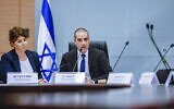 MK Ofir Katz, leads a committee meeting in the Knesset in Jerusalem, on January 17, 2023. (Olivier Fitoussi/Flash90)