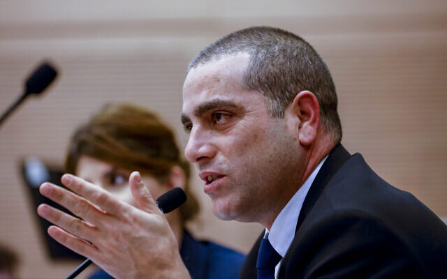 Likud MK Ofir Katz at a Knesset committee meeting on January 17, 2023. (Olivier Fitoussi/Flash90)