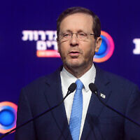 President Isaac Herzog speaks at conference in Tel Aviv, January 24, 2023. (Avshalom Sassoni/Flash90)