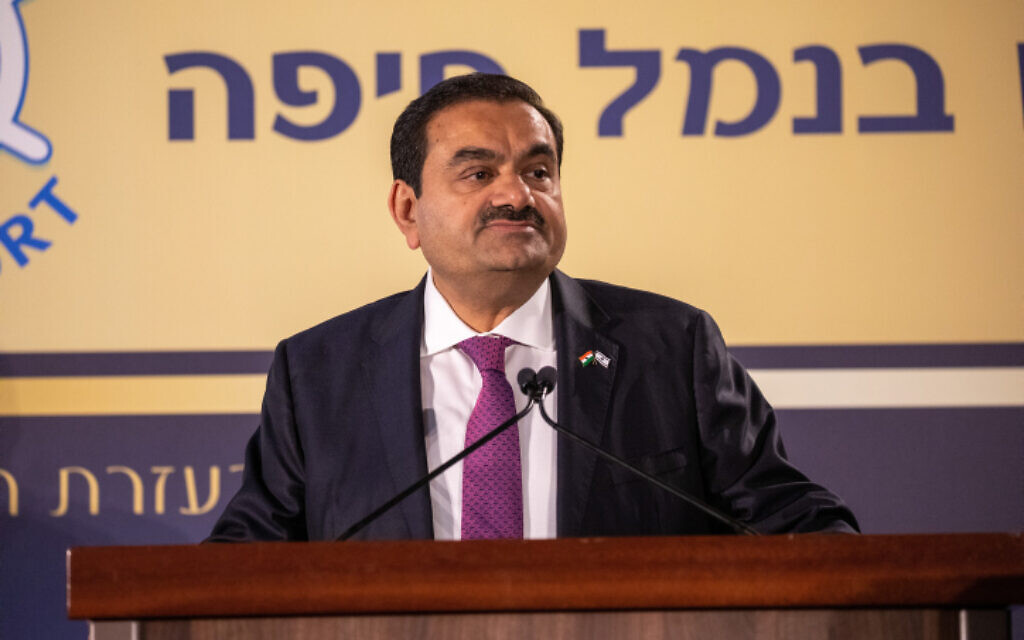 Day after buying Haifa port, Indian tycoon Adani rocked by plunging stock price - The Times of Israel