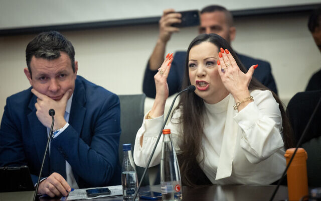 Likud MK Tally Gotliv speaking at a hearing of the Knesset Constitution, Law and Justice Committee, February 20, 2023. (Yonatan Sindel/Flash90)
