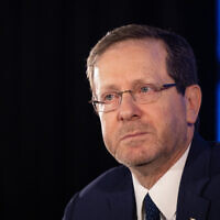 File: President Isaac Herzog at the annual Jerusalem Conference of the 'Besheva' group in Jerusalem, on February 21, 2023 (Yonatan Sindel/Flash90)
